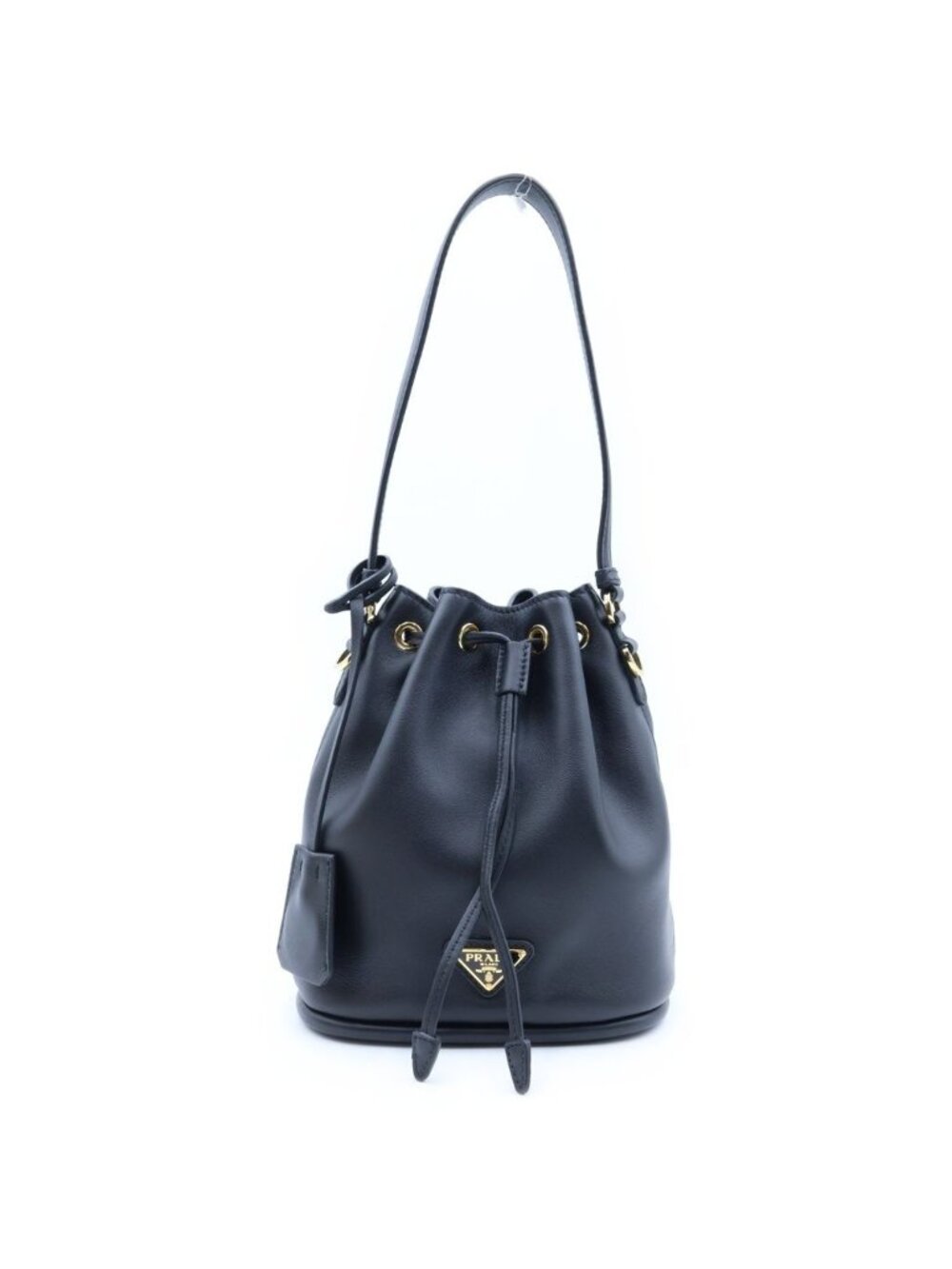 Prada 2-Way Shoulder Bag Black Leather Gold
